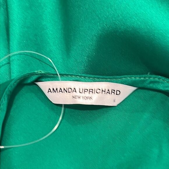 New Amanda Uprichard x Revolve Samba Gown in 100% Silk Small Emerald Dark Green - Picture 13 of 15